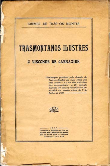 TRASMONTANOS ILUSTRES: O VISCONDE DE CARNAXIDE