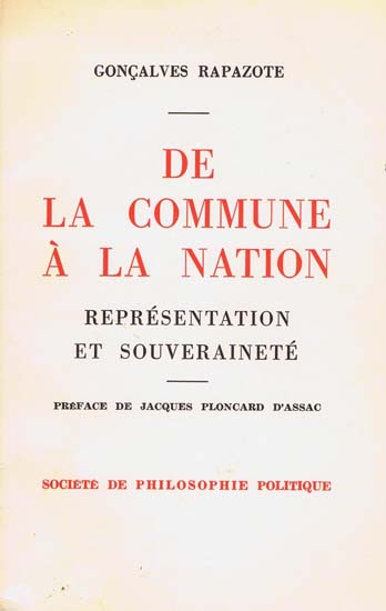 De La Commune  La Nation: Reprsentacion et Souverainet