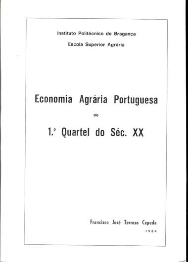 Economia agrária portuguesa no 1º quartel do séc. XX.